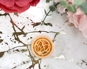 Circle with Holy leaf clay cutter| Polymer clay cutters| Ceramic tools| Christmas earrings