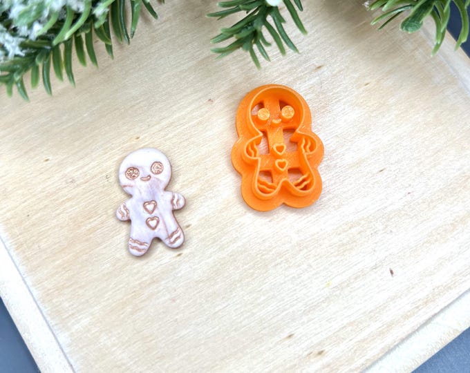 Gingerbread Man 4 Polymer Clay Cutters - Handmade Earrings - Cookie Cutters
