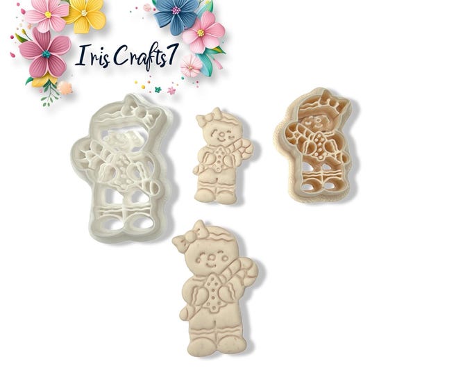 Gingerbread with Candy Cane Polymer Clay Cutter for Christmas Earring & Jewellery Making