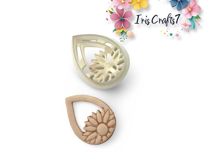 Drop Sunflower 1 Polymer Clay Cutter - Ceramic Tools - Handmade Earrings