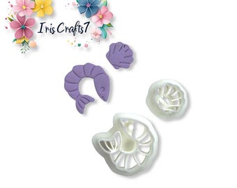 Shrimp with Shell Polymer Clay Cutters - Earring Making - Ceramic Tools