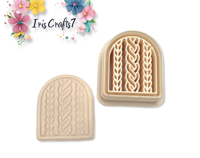 Arched Cable Knit Polymer Clay Cutter – Sweater Texture Earring Tool – Decorative Clay Shape Cutter for DIY Jewellery Making