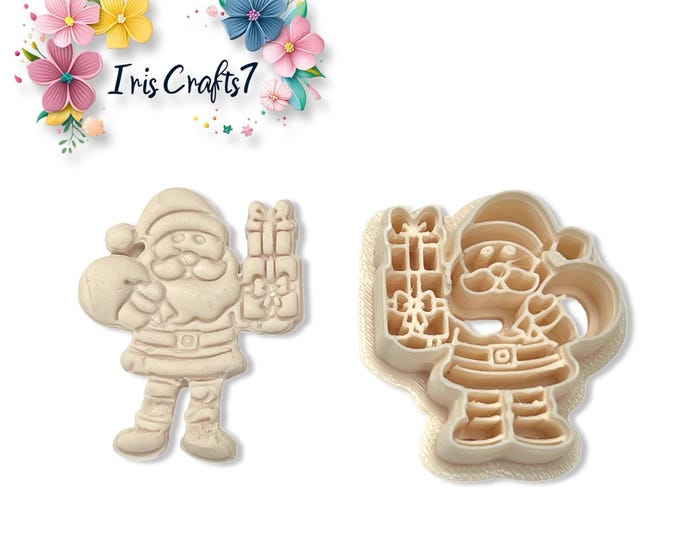 Jolly Santa with Presents Polymer Clay Cutter for Christmas Earring Making, Jewellery & Craft Tools