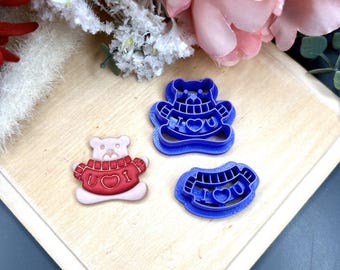 Teddy Bear in a Sweater Polymer Clay Cutter - Valentine's Earrings - Ceramic Tools - Cookie Cutter