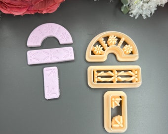 Ceramic Style 4 Clay Cutters Set - Polymer and Silver Clay Tools for Crafting Shapes & Designs