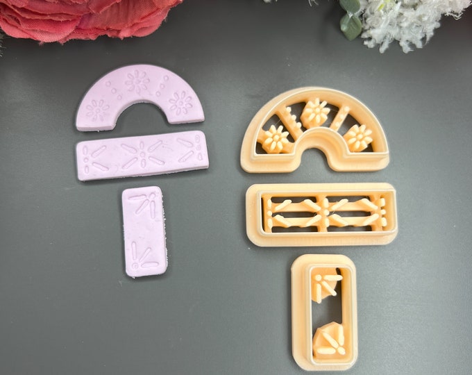 Ceramic Style 4 Clay Cutters Set - Polymer and Silver Clay Tools for Crafting Shapes & Designs