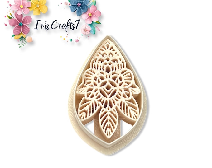 Floral Teardrop Polymer Clay Cutter for Handmade Earring Making, Craft Tools
