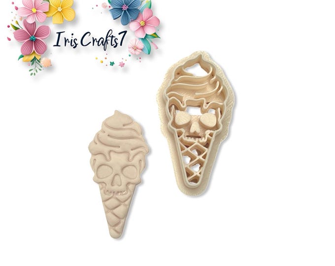 Ice Cream Skull Polymer Clay Cutters – Halloween Earring Tool – Spooky Cute Clay Cutter for DIY Jewellery Making