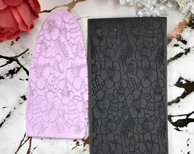 Tropical Flowers polymer clay rubber texture mat| Metal clay| Clay tools| Earring making