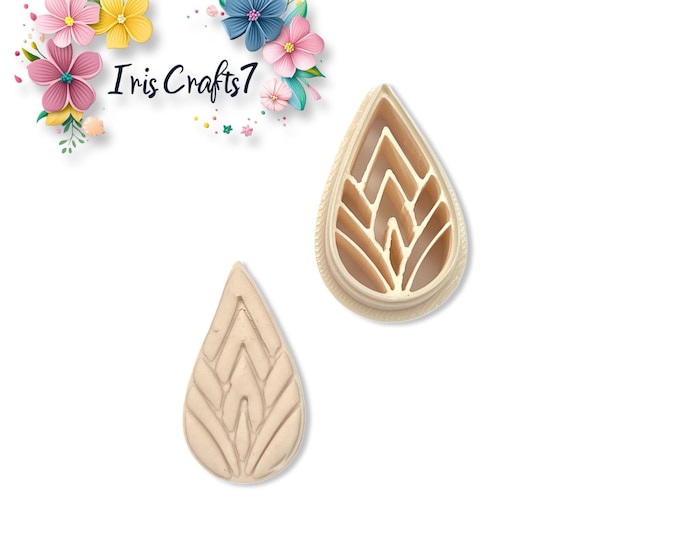 Geometric Leaf Teardrop Polymer Clay Cutter: Earring Making Tool