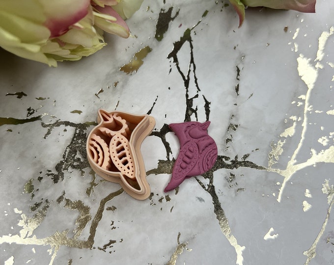 Decorated bird polymer clay cutter