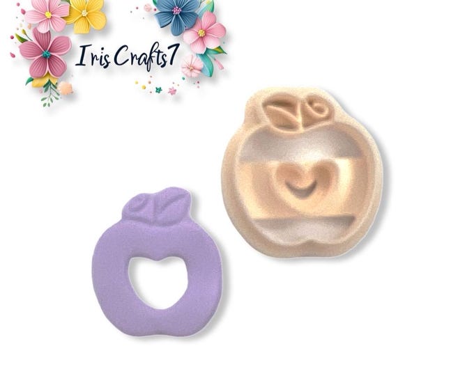 Apple with Heart Polymer Clay Cutter - Ceramic tools - Back to School Earrings