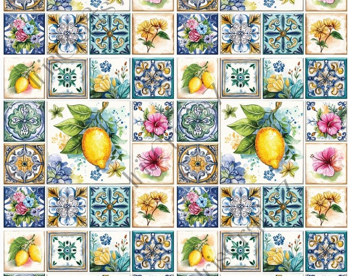 Mediterranean Tiles 2 image transfer paper _ Earring making_ Magic transfer paper_ Water soluble paper