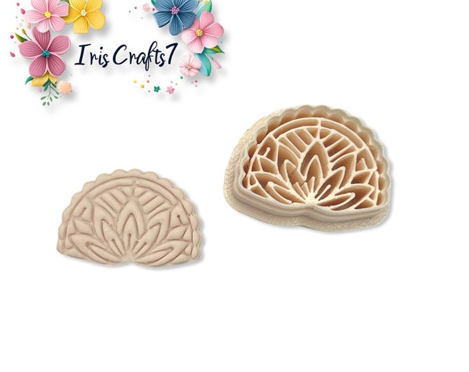 Lotus Flower Half Circle Polymer Clay Cutter – Scalloped Edge Clay Tool for Earring Making & Handmade Jewellery Crafts