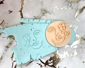 Polymer Clay Stamp Face 7 Design - Detailed Facial Expression Texture Tool for Crafting, Scrapbooking & DIY Pottery