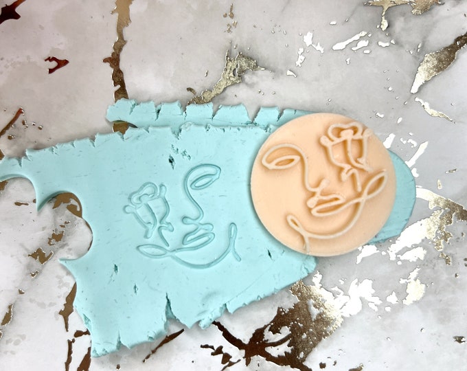Face 7 polymer clay stamp