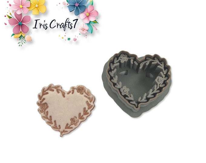 Floral Heart Wreath Polymer Clay Cutter Valentine Earrings Jewelry Tool