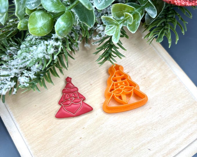 Santa Tree Polymer Clay Cutters - Handmade Earrings - Cookie Cutters