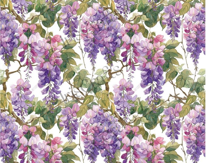 Wisteria Flower Image Transfer Paper for Clay Earrings - Water-Soluble Crafting Paper