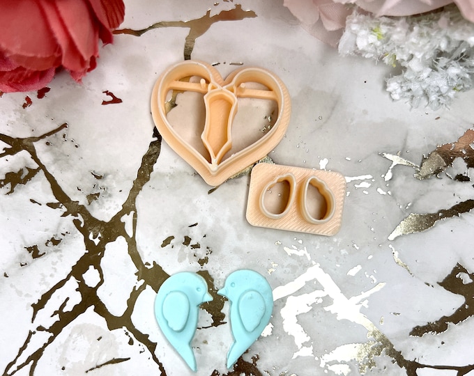 Clay cutters Love birds 1| Silver clay| Ceramic tools| Polymer clay cutters