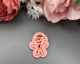 Santa Skeleton Polymer Clay Cutter for Halloween Christmas Creations, Jewellery and Earring Making