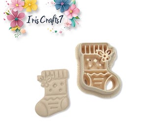 Christmas Stocking with Holly Polymer Clay Cutters for Earring Making, Craft Tools