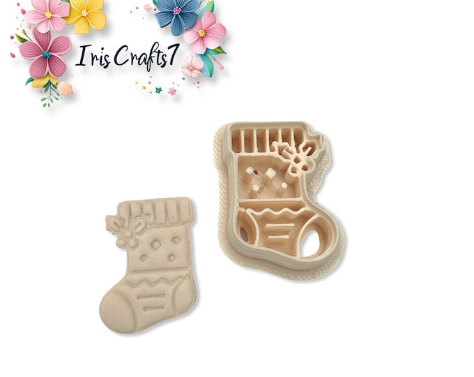 Clay Cutters Christmas Stocking with Holly – Festive Holiday Earring Making Tools for Polymer Clay Jewellery & DIY Crafts