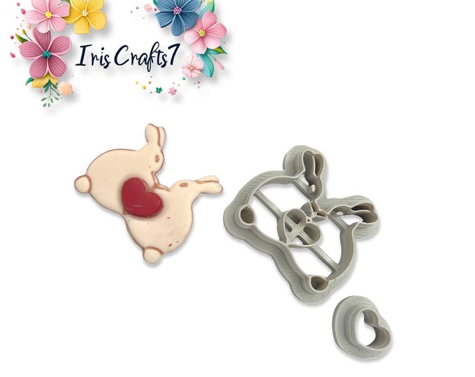 Loving Bunnies Polymer Clay Cutter for Valentine Earrings Jewelry Tool