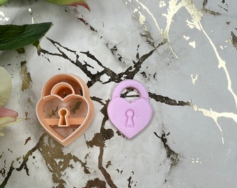 Polymer Clay Cutter Heart Lock Shape for Valentine Earrings | Jewelry Craft Tool Gift