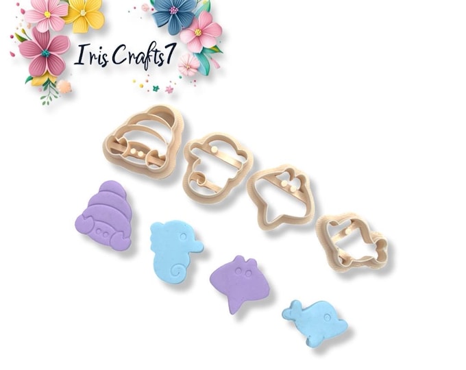 Chubby Sea Animals Pack 2 Polymer Clay Cutters for Earrings Making