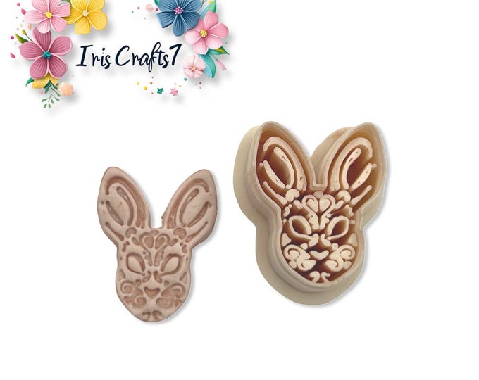 Ornate Bunny Head Polymer Clay Cutter Easter Earring Jewelry Tool