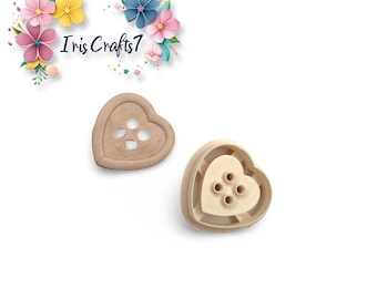 Button Heart Polymer Clay Cutter: Earring & Cookie Cutter