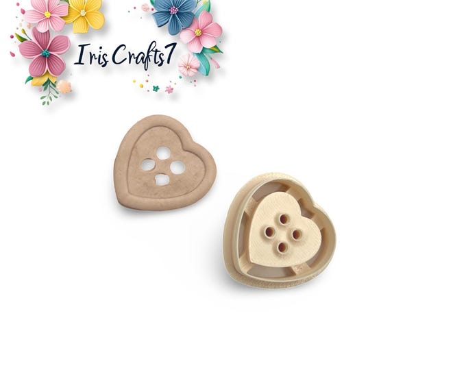 Button Heart Polymer Clay Cutter - Earring Making - Cookie Cutter