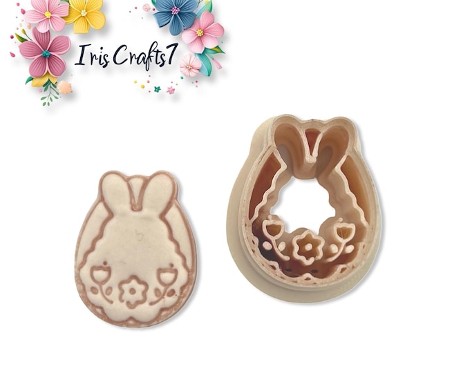 Folk Art Bunny Egg Polymer Clay Cutter for Easter Earrings