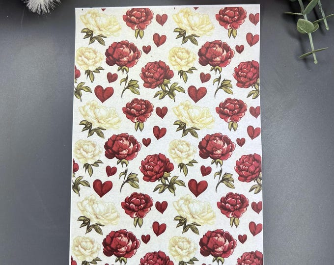 Peonies and Hearts 3 image transfer paper_ Clay tools_ Earring making_ Magic transfer paper_ Water soluble paper