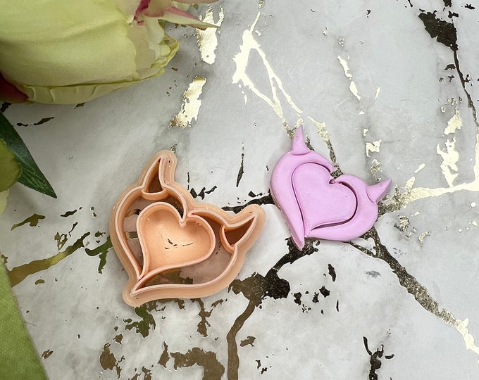Devil heart 1 polymer clay cutter / earrings cutter
