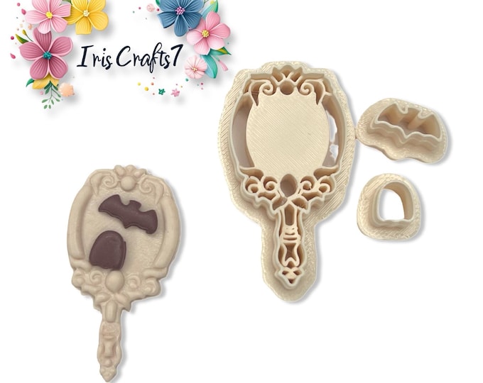 Gothic Mirror with Bat Polymer Clay Cutters – Halloween Earring Making Tools, Spooky Jewellery Crafts & DIY Accessories