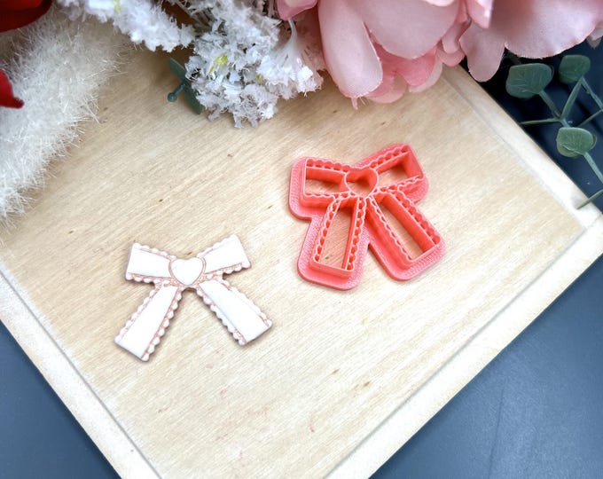 Heart Ribbon 1 Polymer Clay Cutters - Valentine's Earrings - Handmade Jewellery