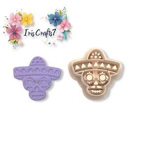 Skull with Sombrero Polymer Clay Cutter – Halloween Earring Making Tool – Dia de los Muertos Cookie Cutter – DIY Jewelry Craft Supplies