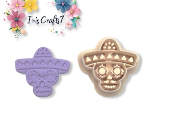 Skull with Sombrero Polymer Clay Cutter – Halloween Earring Making Tool – Dia de los Muertos Cookie Cutter – DIY Jewelry Craft Supplies