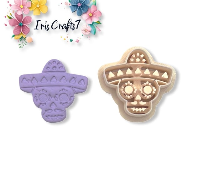 Skull with Sombrero Polymer Clay Cutter - Earrings Tools