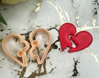 Heart Puzzle 2 Polymer Clay Cutters Earrings Jewelry Tool