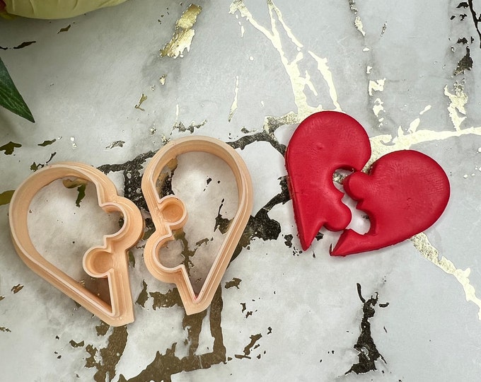 Clay cutters Heart puzzle 2| Polymer clay cutters| Clay tools| Earrings cutters| Jewellery tools| Ceramic cutters