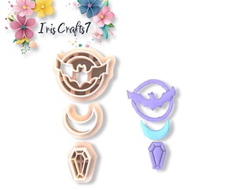 Bat Moon Polymer Clay Cutter for Halloween Earrings, Jewelry Tool