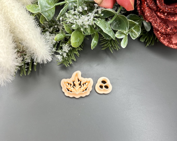 Mistletoe 2 Polymer Clay Cutter Set - Handmade Christmas Jewellery Tools for Earrings & Ceramics - Holiday Craft Supplies