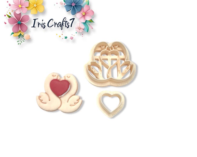 Loving Swans Polymer Clay Cutter for Valentine Earrings