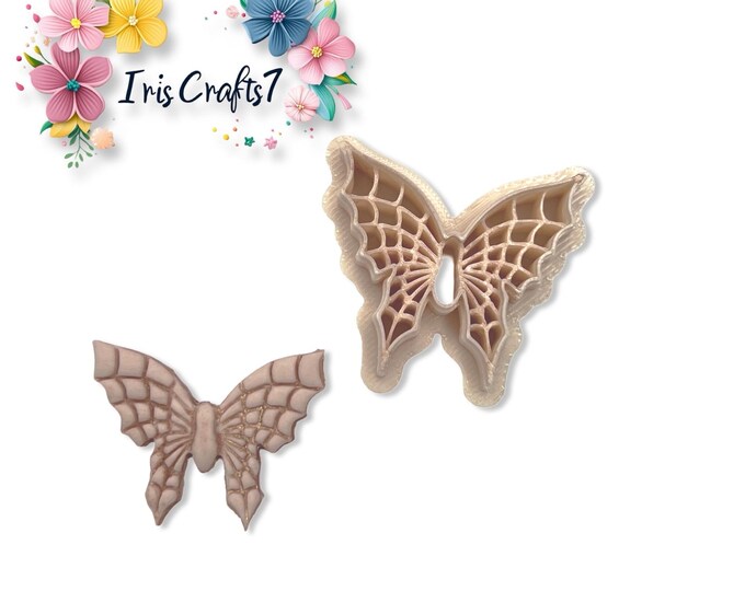 Cobweb Butterfly Polymer Clay Cutter – Halloween Spider Web Earring Making Tool – PLA Cookie Cutter for Spooky Jewelry DIY