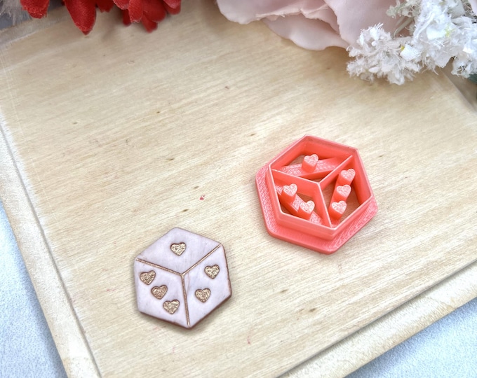 Love Dice 1 Polymer Clay Cutter - Ceramic Tools - Handmade Earrings - Valentine Jewellery