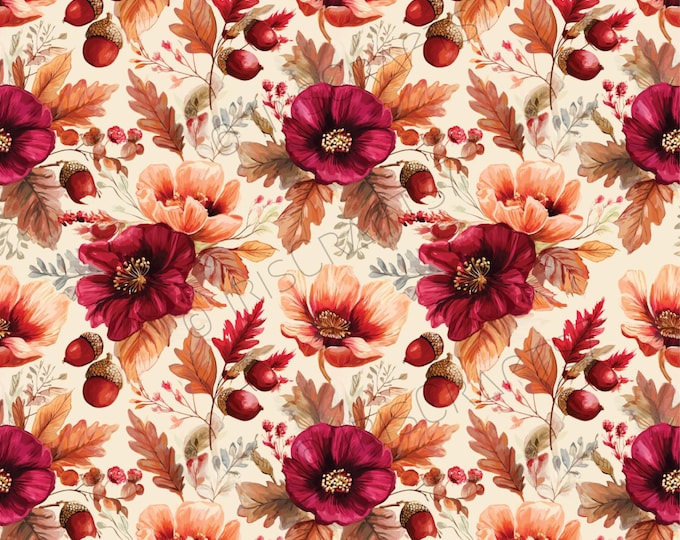Autumn Floral Transfer Paper for Polymer Clay – Fall Leaves & Flowers Sheet – Water-Soluble Image for Earrings and Crafts