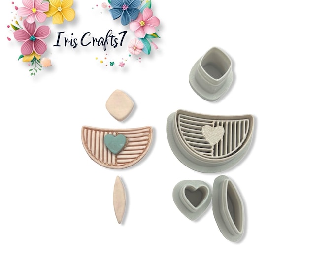 Heart Lines Dangle Earrings Polymer Clay Cutters for Valentine Jewelry Tool